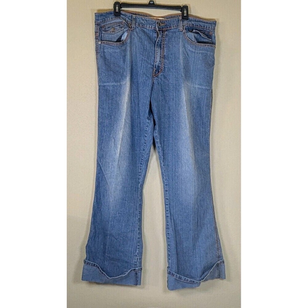Vintage Apollo Blue Jeans Women’s Plus Size 21/22 Y2K Wide Cuffed Leg Bootcut
